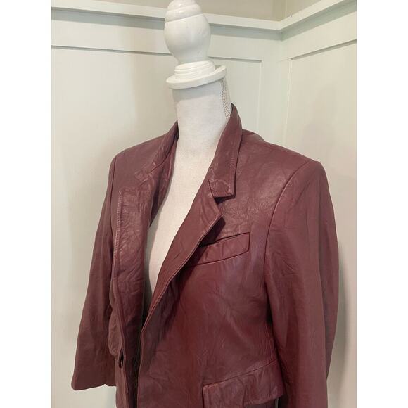 Zadig & Voltaire Verys Creased Leather Jacket in Burgundy - Picture 3 of 14